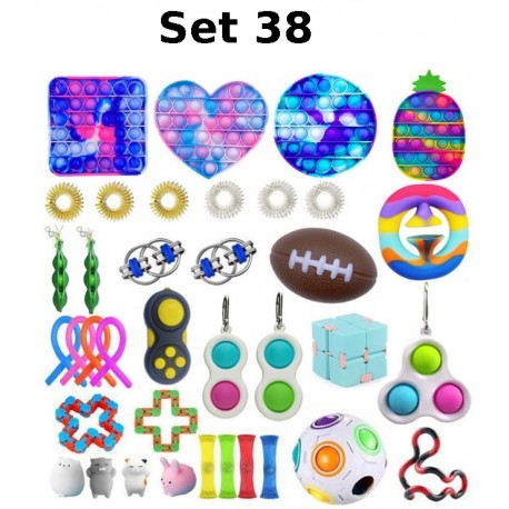 Juego de juguetes antiestrés, Fidget Toy, Pop Bubble, Pop it - Juguetes sensoriales de silicona para apretar y concentrarse