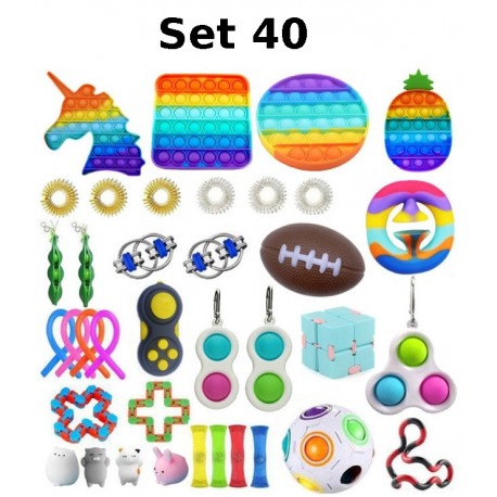 Juego de juguetes antiestrés, Fidget Toy, Pop Bubble, Pop it - Juguetes sensoriales de silicona para apretar y concentrarse