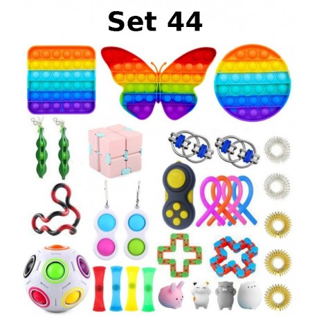 Juego de juguetes antiestrés, Fidget Toy, Pop Bubble, Pop it - Juguetes sensoriales de silicona para apretar y concentrarse