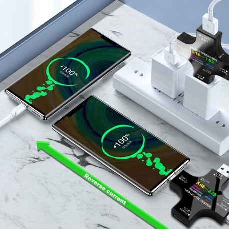 Voltímetro digital de CC 12 en 1 con USB, comprobador de tensión y corriente, tipo C, amperímetro