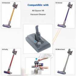 Batteryrechargeable pour aspirateur Dyson V8 absolu/duveteux/Animal/ Li-ion, 6000mAh, 21.6V, L50