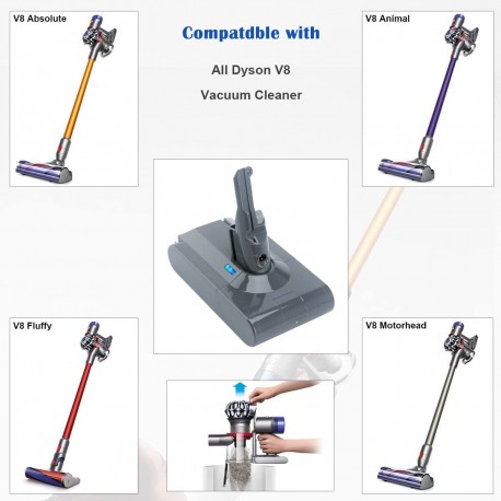 Batteryrechargeable pour aspirateur Dyson V8 absolu/duveteux/Animal/ Li-ion, 6000mAh, 21.6V, L50