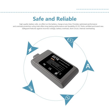 Batterie de remplacement Li-ion pour aspirateur Dyson DC16, 3500mAh, 21.6V, pour modèles DC16 DC12 12097 BP01 912433 – 01 L50
