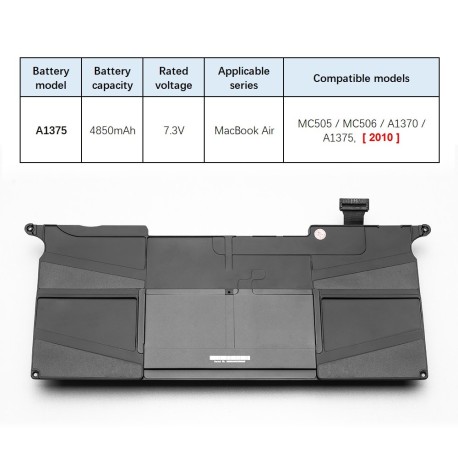 Batería de recambio A1375 para MacBook Air de 11" A1370 (2011/2014), nueva y de calidad original