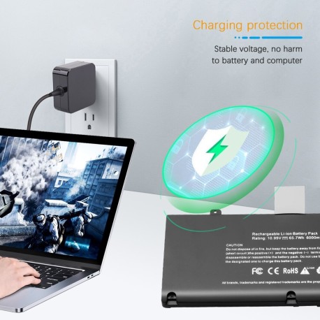 Batterie A1322 de remplacement pour ordinateur Apple MacBook Pro 13 A1278