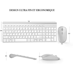 AZERTY &ndash; clavier sans fil fran&ccedil;ais 2.4 ghz, souris ergonomique, Compatible avec IMac, Mac, PC, tablette, ordinateur Windows (bla