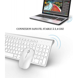 AZERTY &ndash; clavier sans fil fran&ccedil;ais 2.4 ghz, souris ergonomique, Compatible avec IMac, Mac, PC, tablette, ordinateur Windows (bla