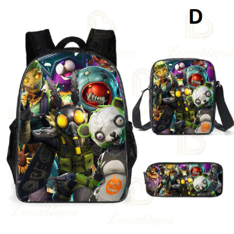 Sac à dos Fortnite pour enfants, 3 pièces, pour écoliers, garçons et filles, cadeaux