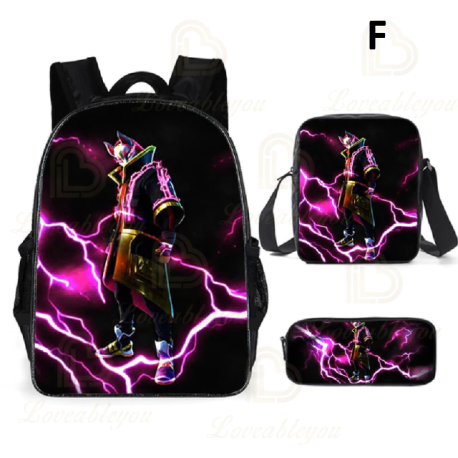 Sac à dos Fortnite pour enfants, 3 pièces, pour écoliers, garçons et filles, cadeaux