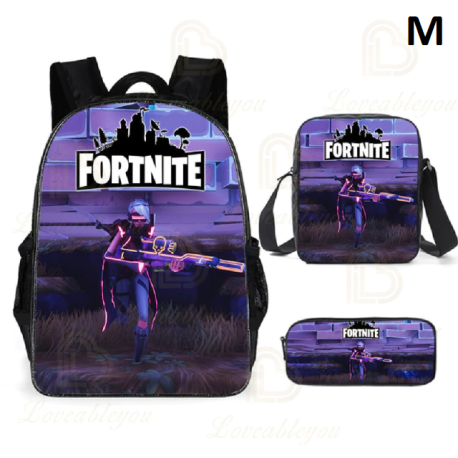 Sac à dos Fortnite pour enfants, 3 pièces, pour écoliers, garçons et filles, cadeaux