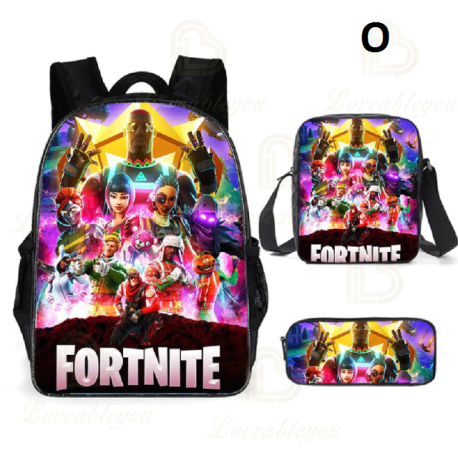 Sac à dos Fortnite pour enfants, 3 pièces, pour écoliers, garçons et filles, cadeaux