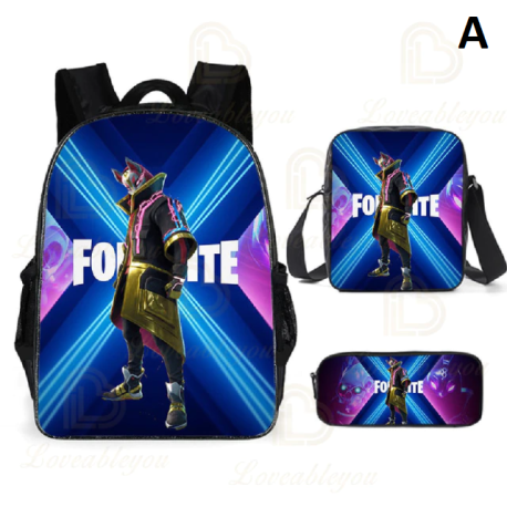 Sac à dos Fortnite pour enfants, 3 pièces, pour écoliers, garçons et filles, cadeaux