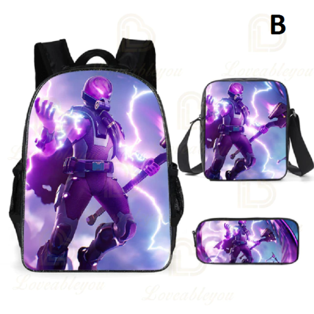 Sac à dos Fortnite pour enfants, 3 pièces, pour écoliers, garçons et filles, cadeaux