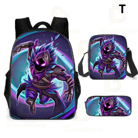 Sac à dos Fortnite pour enfants, 3 pièces, pour écoliers, garçons et filles, cadeaux