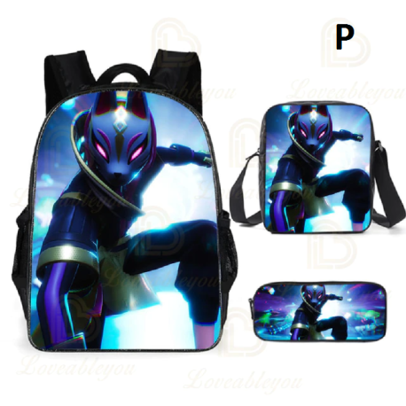 Sac à dos Fortnite pour enfants, 3 pièces, pour écoliers, garçons et filles, cadeaux
