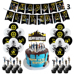 Fortnication party decoration, shooter, alpaca banner, birthday party decor, controllers, balloons, numbers, toys