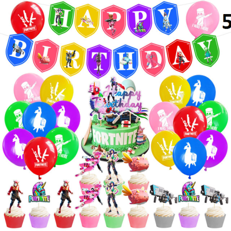 Décoration de fête fortnication, jeu de tir, bannière alpaga, décor de fête d&39anniversaire, manettes, ballons, nombres, jouets