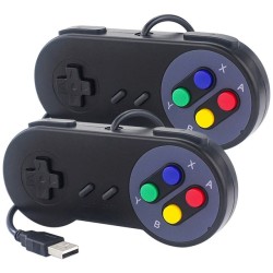 Mando de videojuegos retro tipo Super NES, de 1 o 2 piezas, mando con cable USB, para Linux, PC, Mac, Windows y Raspberry Pi