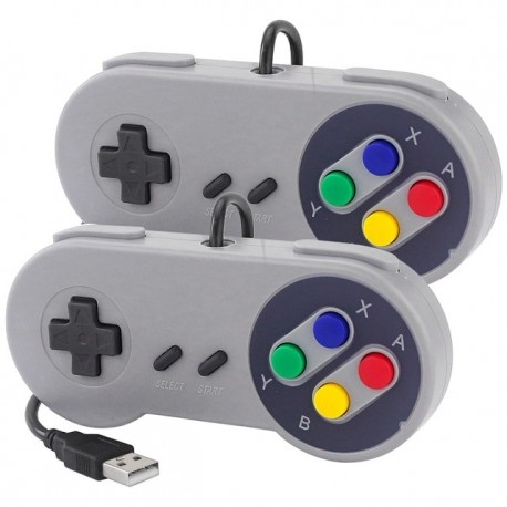 1 or 2 Pcs Super Nes Type Retro Gamepad USB Wired Controller for Linux PC Mac Windows Raspberry Pi