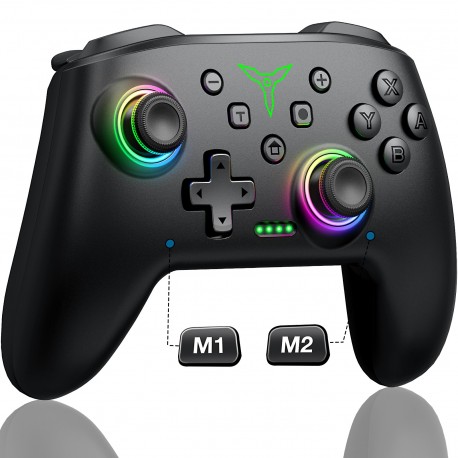 Wireless RGB Switch Controller for Nintendo Switch/OLED/Lite/Android/IOS/ PC with Programmable,Turbo,6-Axis Gyro