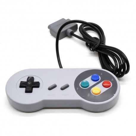 2 Super Nintendo gamepads, 16-bit SNES, with original Super Nintendo/ Super Famicom cable