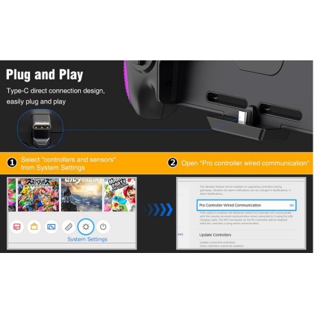 Manettes de jeux vidéo Nintendo Switch et switch Oled plug and play