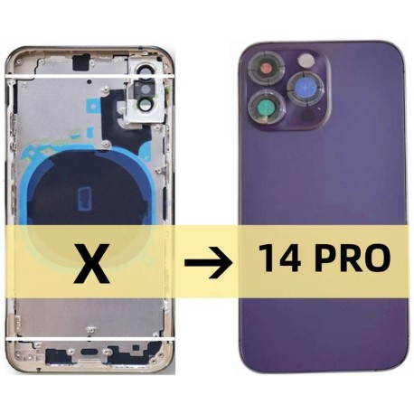 Chasis trasero de iPhone X a iphone 14 Pro, con logotipo y Herramientas