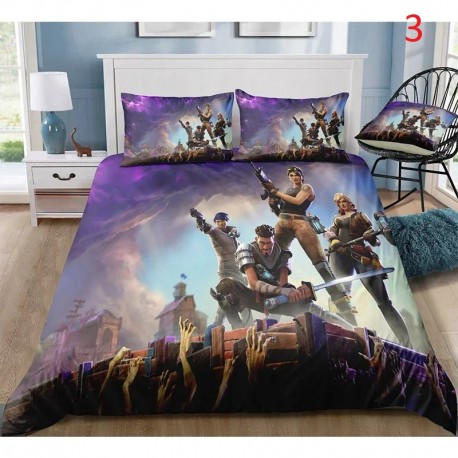 Parure de Lit Fortnite housse de couette Anime Battle Royale avec taie d'oreiller, 4 tailles de literie