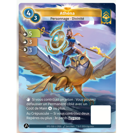 Athena (5-3-3) Carte Unique Ordis - Altered TCG - Edition KS
