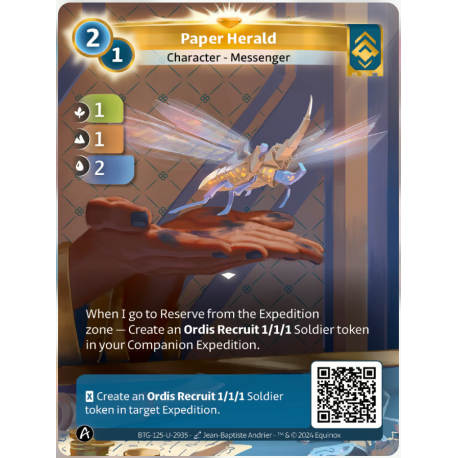 Héraut de Papier (1-1-2) Carte Unique Ordis - Altered TCG - Edition KS