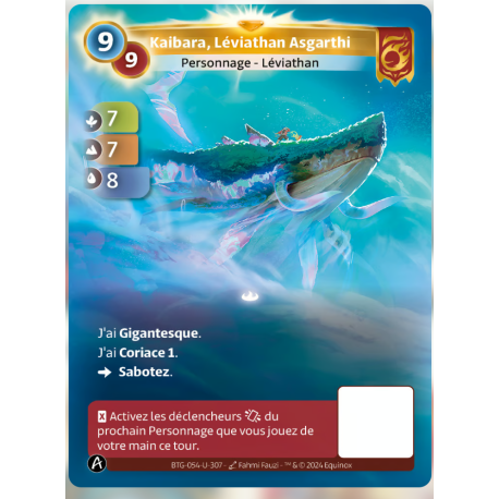 Kaibara, Léviathan Asgarthi (7-7-8) Carte Unique Bravos - Altered TCG - Edition KS