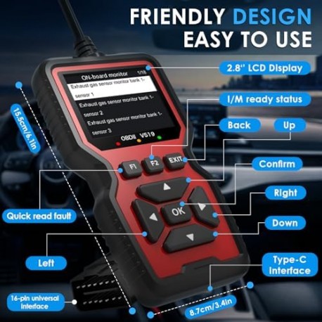 Escáner de diagnóstico para automóviles OBD2 V519 - Accesorios